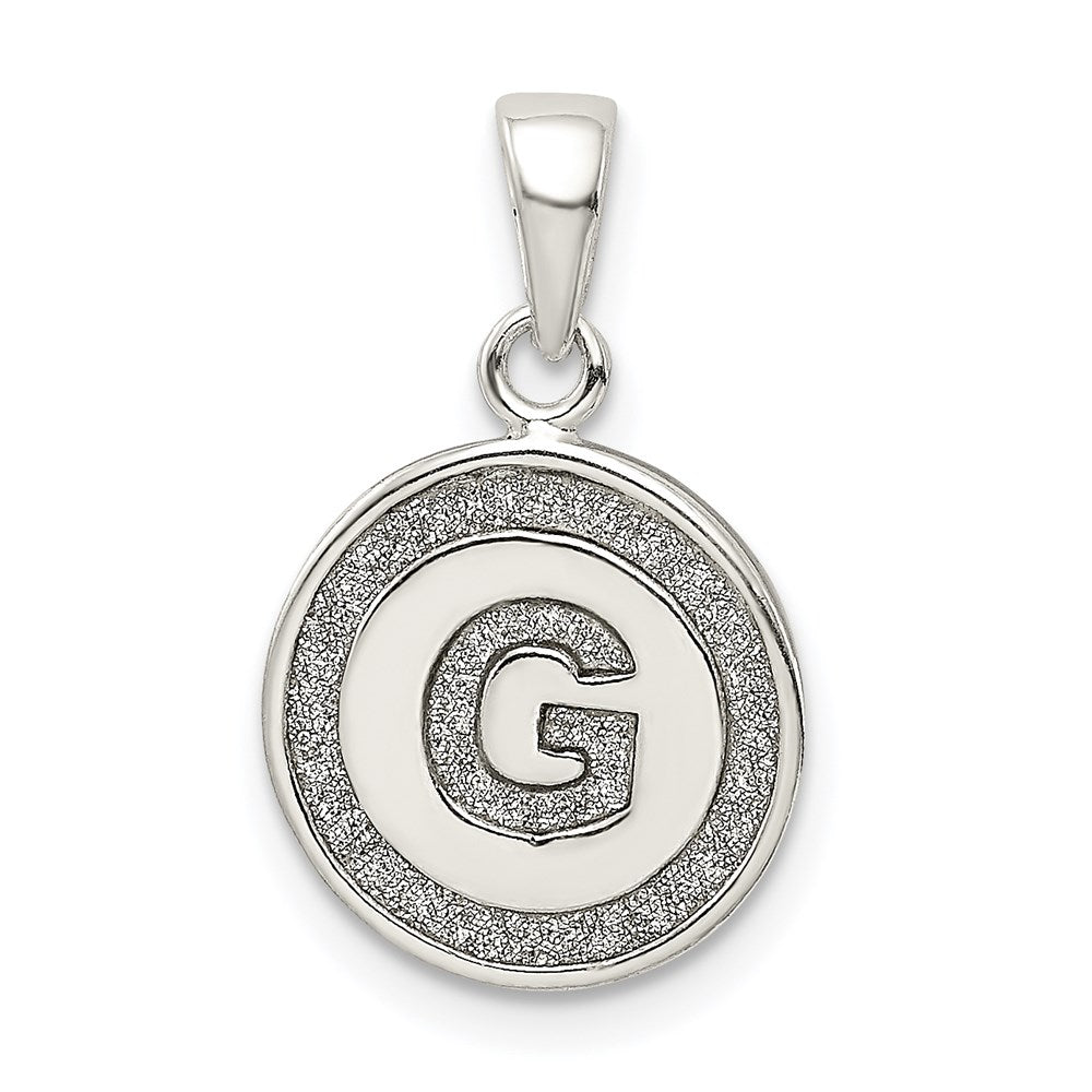 Sterling Silver Glitter Enamel Letter G Initial Circle Pendant