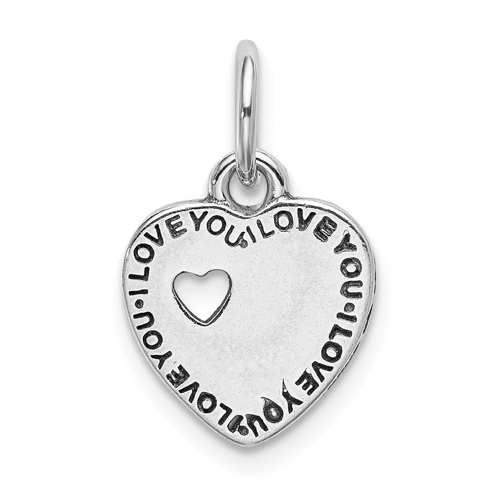 Sterling Silver Rhodium-plated Oxidized You and Me Pendant