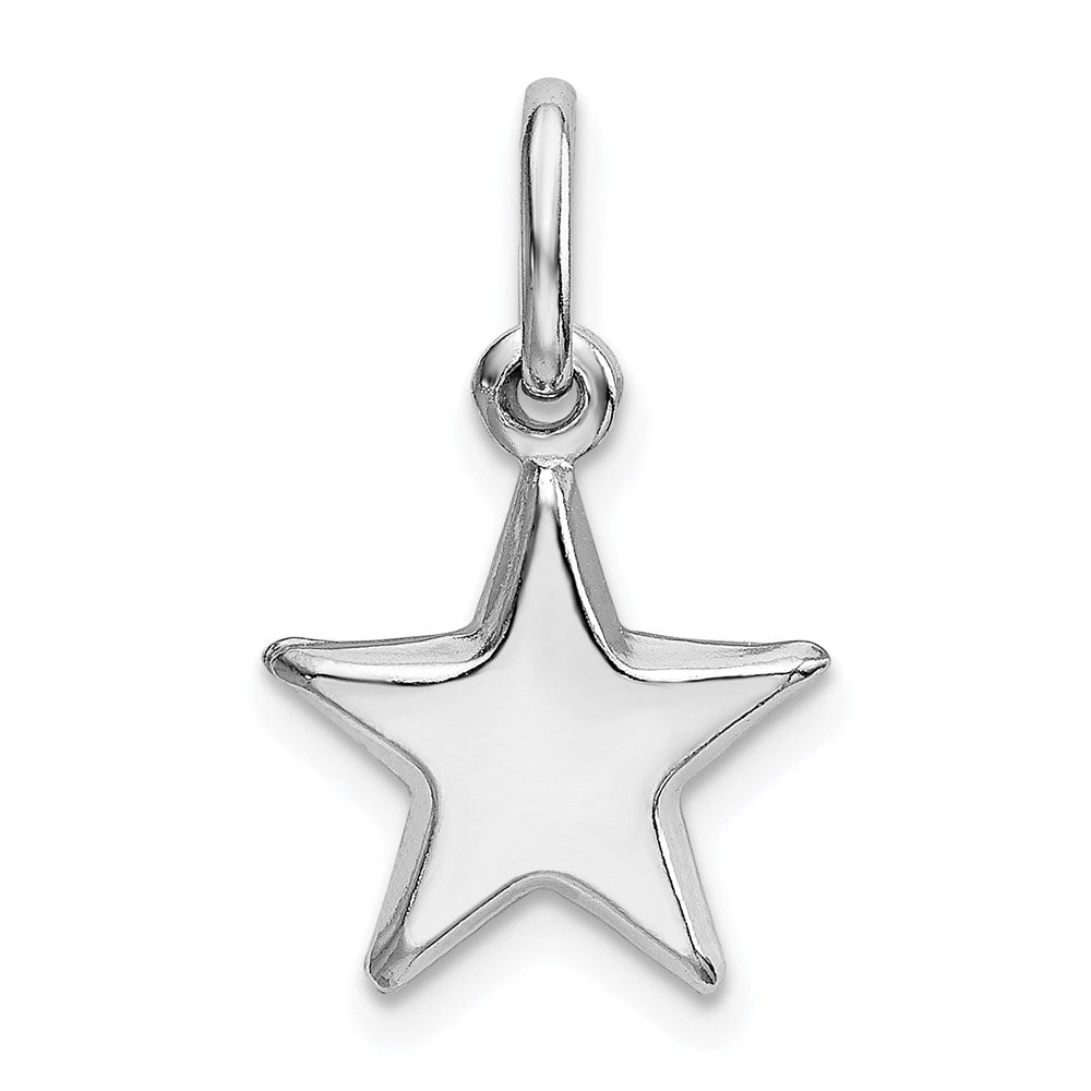 Sterling Silver Rhodium Plated Polished Star Charm