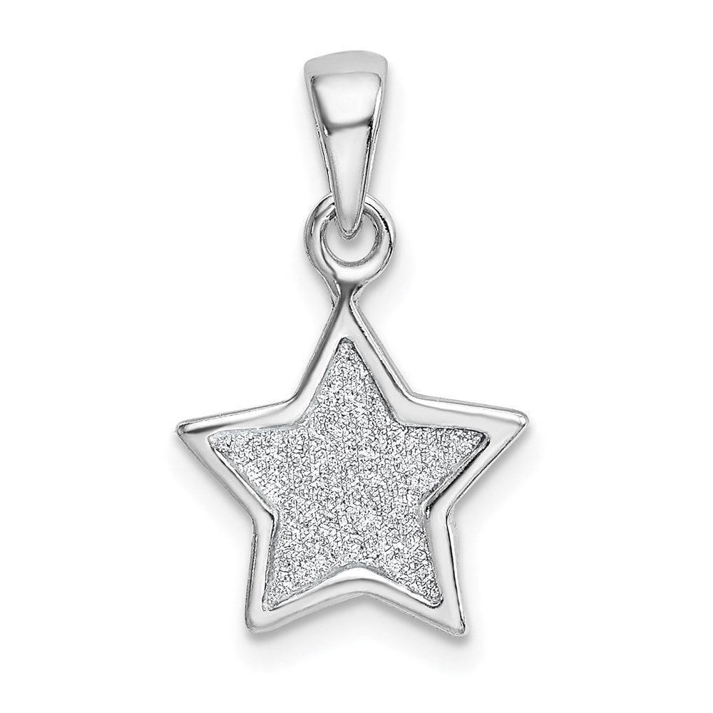 Sterling Silver Rhodium-plated Glitter Enamel Fabric Star Pendant