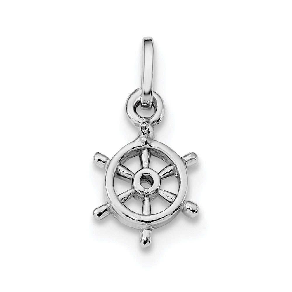 Sterling Silver Rhodium Plated Polished Captain's Wheel Charm