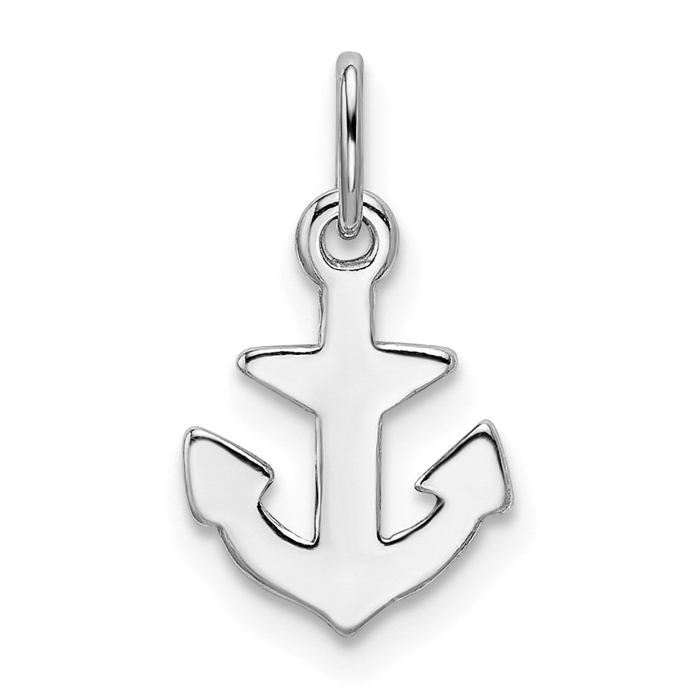 Sterling Silver Rhodium Plated Polished Anchor Charm