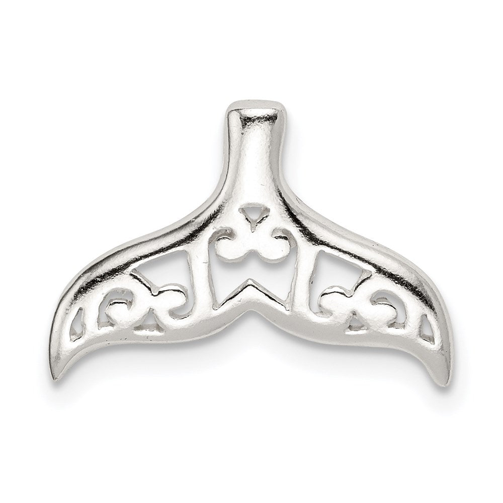 Sterling Silver Polished Filigree 3-D Whale Tail Chain Slide