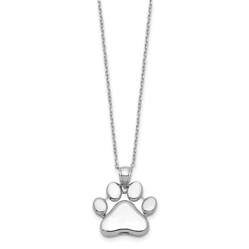 Sterling Silver Rhodium-plated Paw Print Ash Holder Necklace