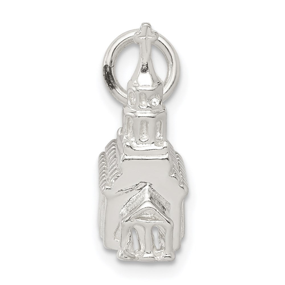 Sterling Silver 3-D Church Charm