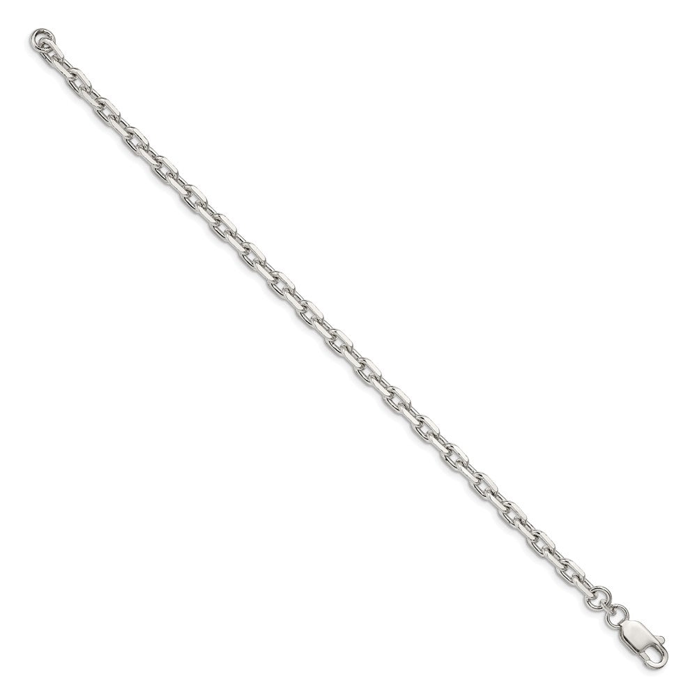 Sterling Silver Beveled Oval Cable Chain