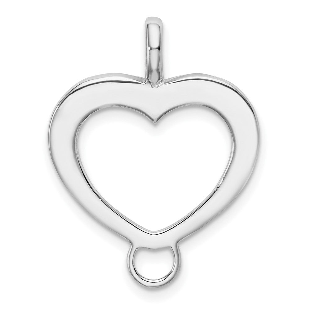 Amore La Vita Sterling Silver Rhodium-plated Polished Open Heart Charm Carrier Pendant