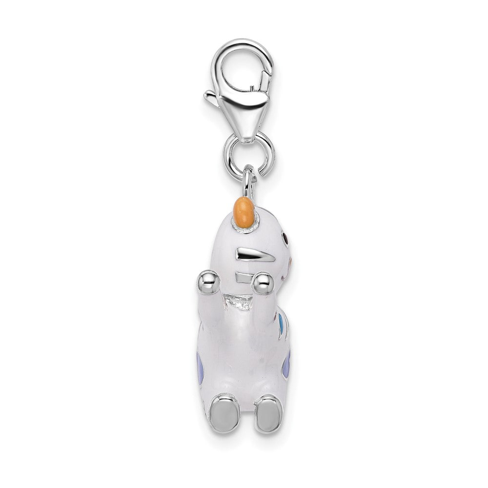 Amore La Vita Sterling Silver Rhodium-plated Polished 3-D Enameled Cat Charm with Fancy Lobster Clasp