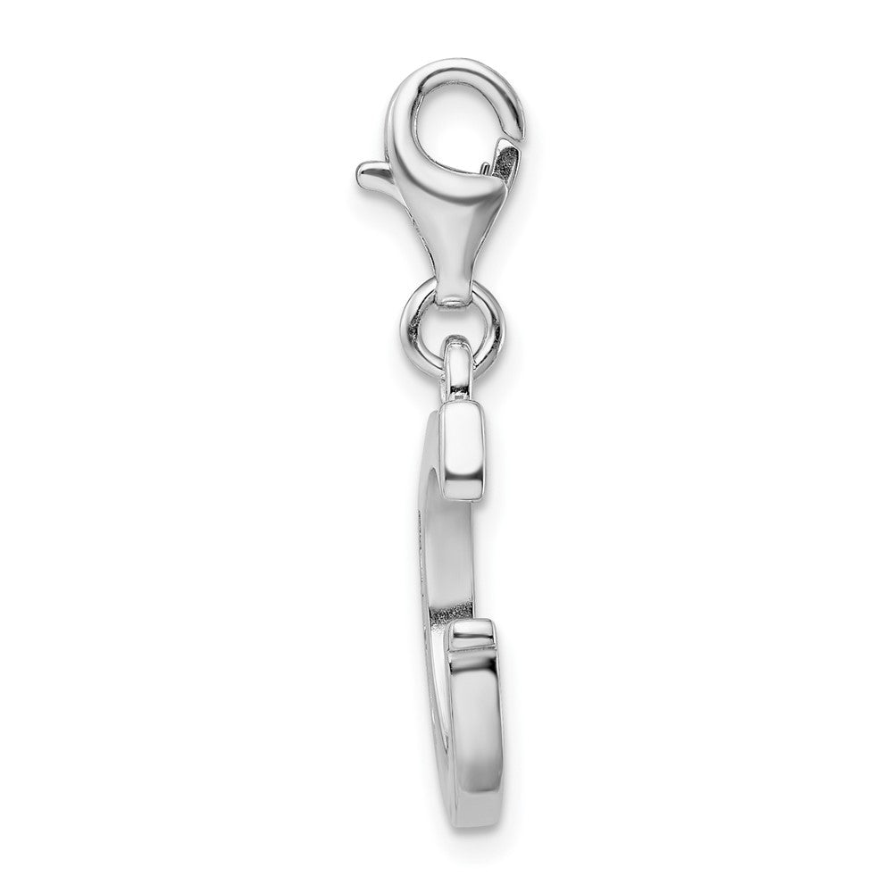 Amore La Vita Sterling Silver Rhodium-plated Polished CZ Letter G Initial Charm with Fancy Lobster Clasp