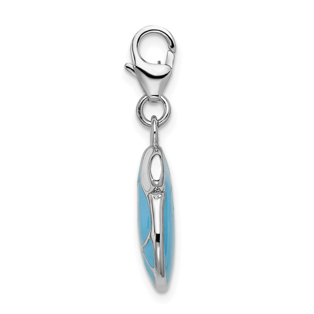 Amore La Vita Sterling Silver Rhodium-plated Polished Enameled Baby Boy Shirt Charm with Fancy Lobster Clasp