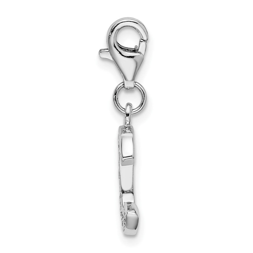 Amore La Vita Sterling Silver Rhodium-plated Polished CZ Letter C Initial Charm with Fancy Lobster Clasp