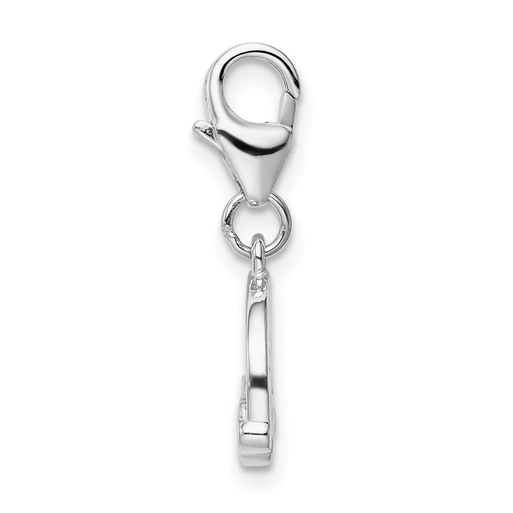Amore La Vita Sterling Silver Rhodium-plated Polished Multi-colored Enameled Rainbow Charm with Fancy Lobster Clasp