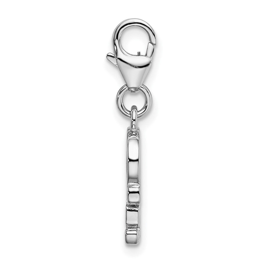 Amore La Vita Sterling Silver Rhodium-plated Polished Red Enameled LOVE Charm with Fancy Lobster Clasp