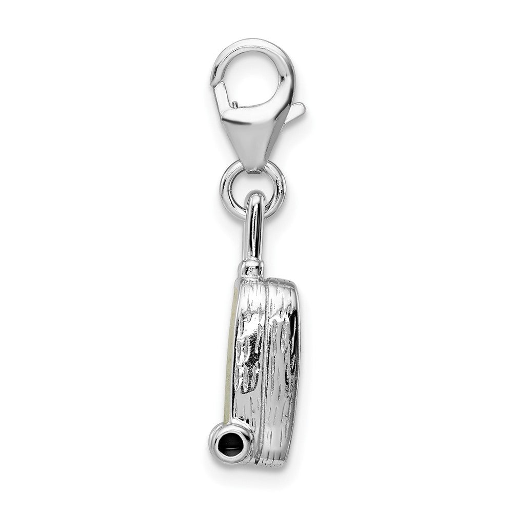 Amore La Vita Sterling Silver Rhodium-plated Polished 3-D Enameled Brazilian Flag Suitcase Charm with Fancy Lobster Clasp