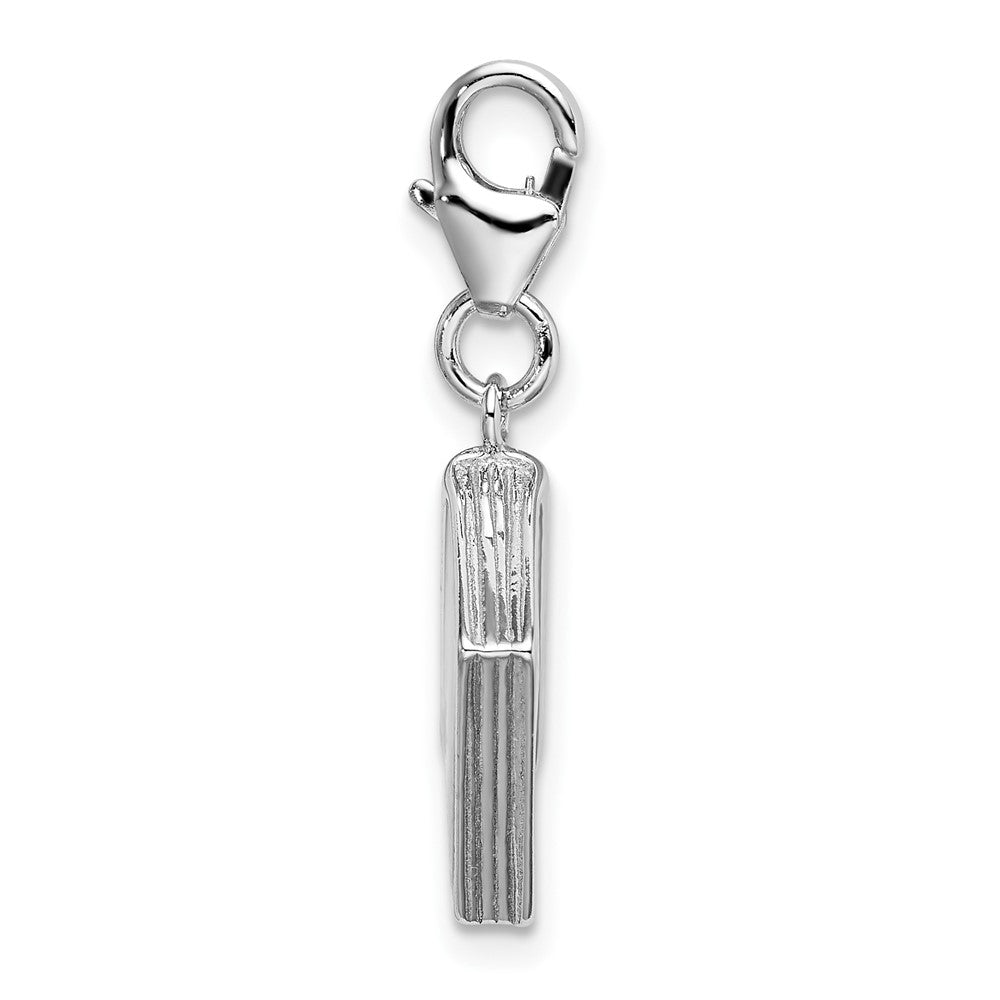 Amore La Vita Sterling Silver Rhodium-plated Polished 3-D Enameled Passport Charm with Fancy Lobster Clasp