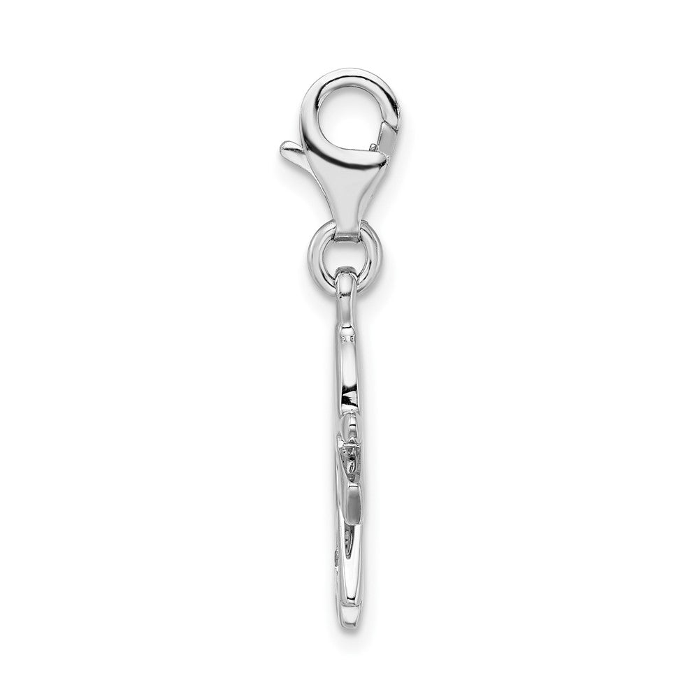 Amore La Vita Sterling Silver Rhodium-plated Polished CZ Little Girl with Cut-out Heart Charm with Fancy Lobster Clasp