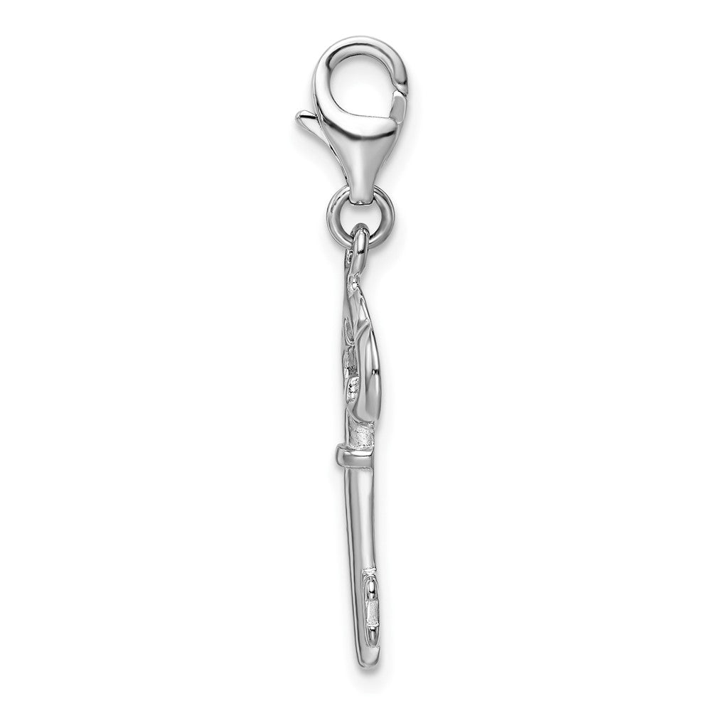 Amore La Vita Sterling Silver Rhodium-plated Polished Skeleton Key Charm with Fancy Lobster Clasp