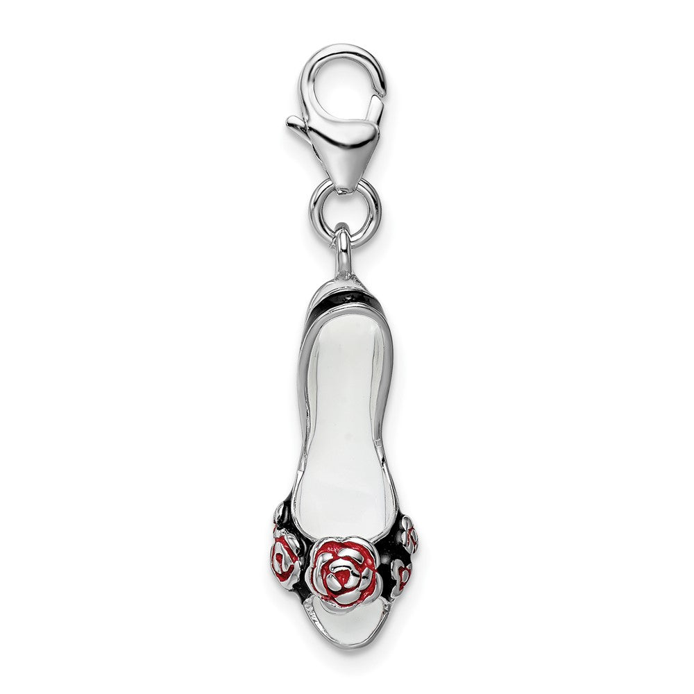 Amore La Vita Sterling Silver Rhodium-plated Polished 3-D Enameled High Heel Charm with Fancy Lobster Clasp