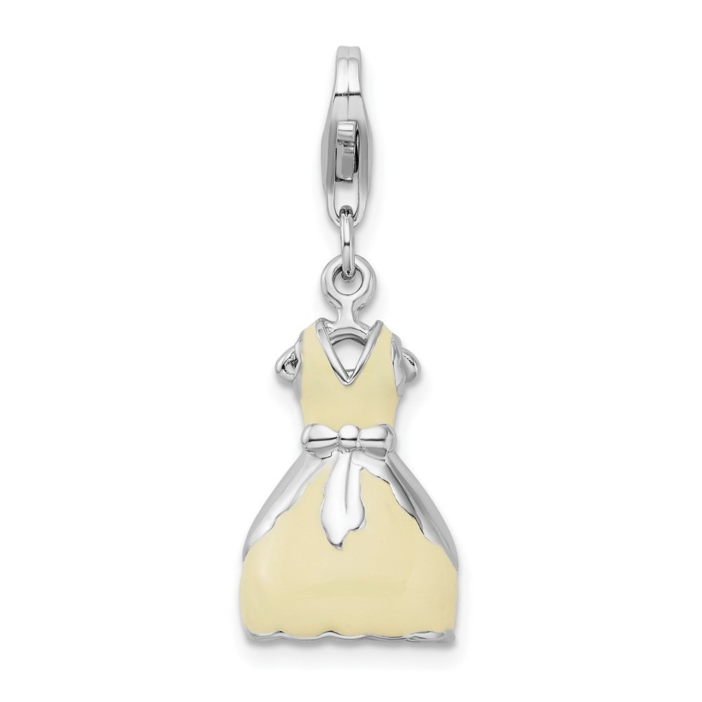 Amore La Vita Sterling Silver Rhodium-plated Polished 3-D Enameled Dress Charm with Fancy Lobster Clasp