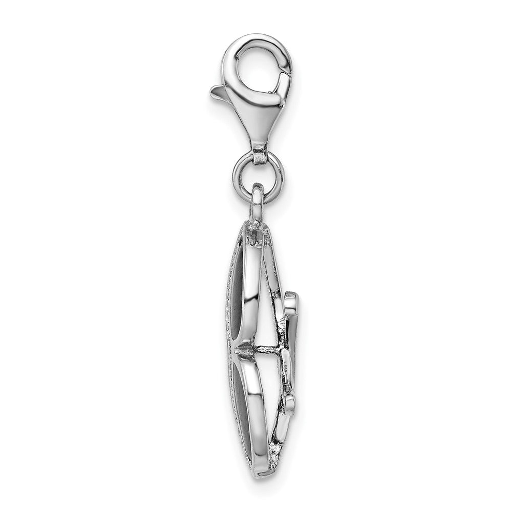 Amore La Vita Sterling Silver Rhodium-plated Polished 3-D Enameled Sunglass Charm with Fancy Lobster Clasp