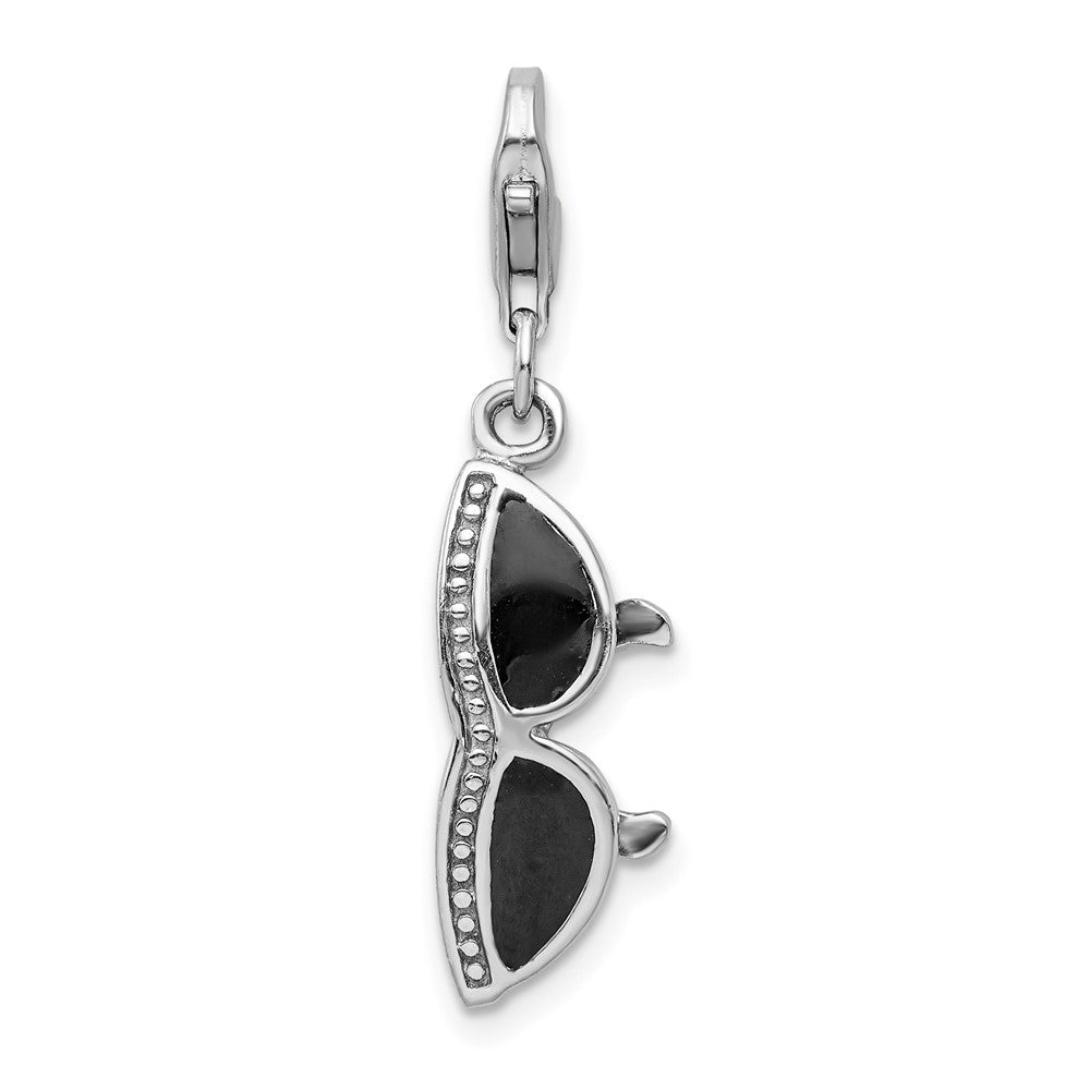 Amore La Vita Sterling Silver Rhodium-plated Polished 3-D Enameled Sunglass Charm with Fancy Lobster Clasp