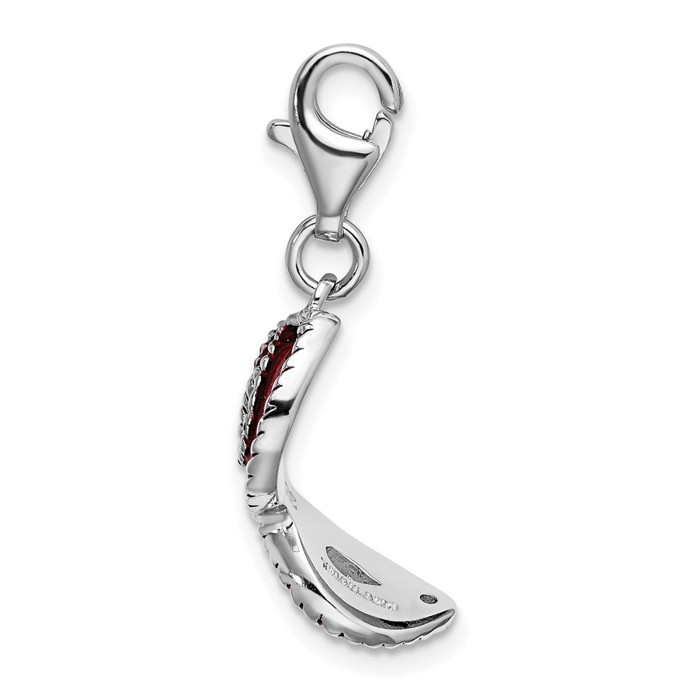 Amore La Vita Sterling Silver Rhodium-plated Polished 3-D Red Enameled Mask Charm with Fancy Lobster Clasp