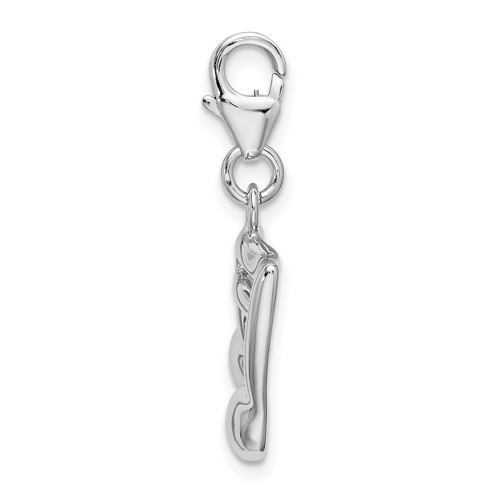 Amore La Vita Sterling Silver Rhodium-plated Polished White Enameled on Back of Musical Note Charm with Fancy Lobster Clasp