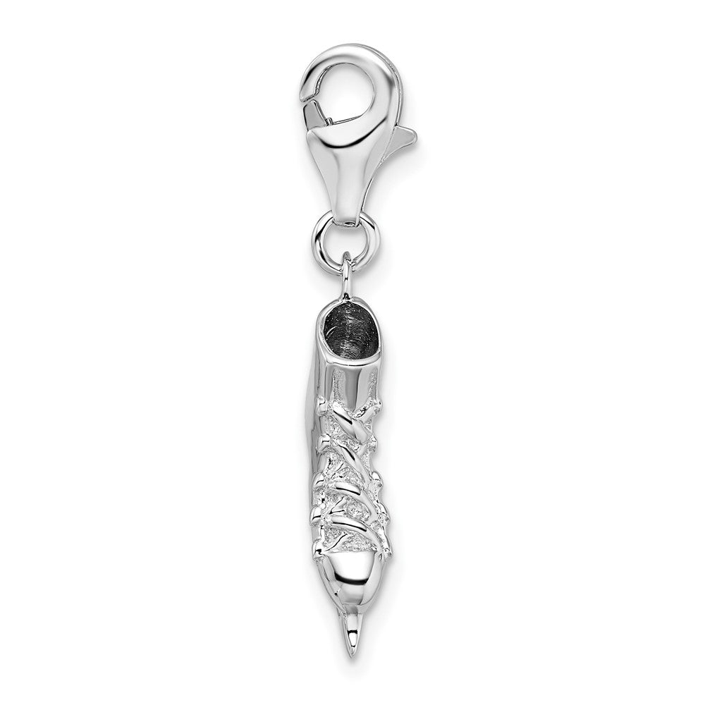 Amore La Vita Sterling Silver Rhodium-plated Polished 3-D Ice Skate Charm with Fancy Lobster Clasp