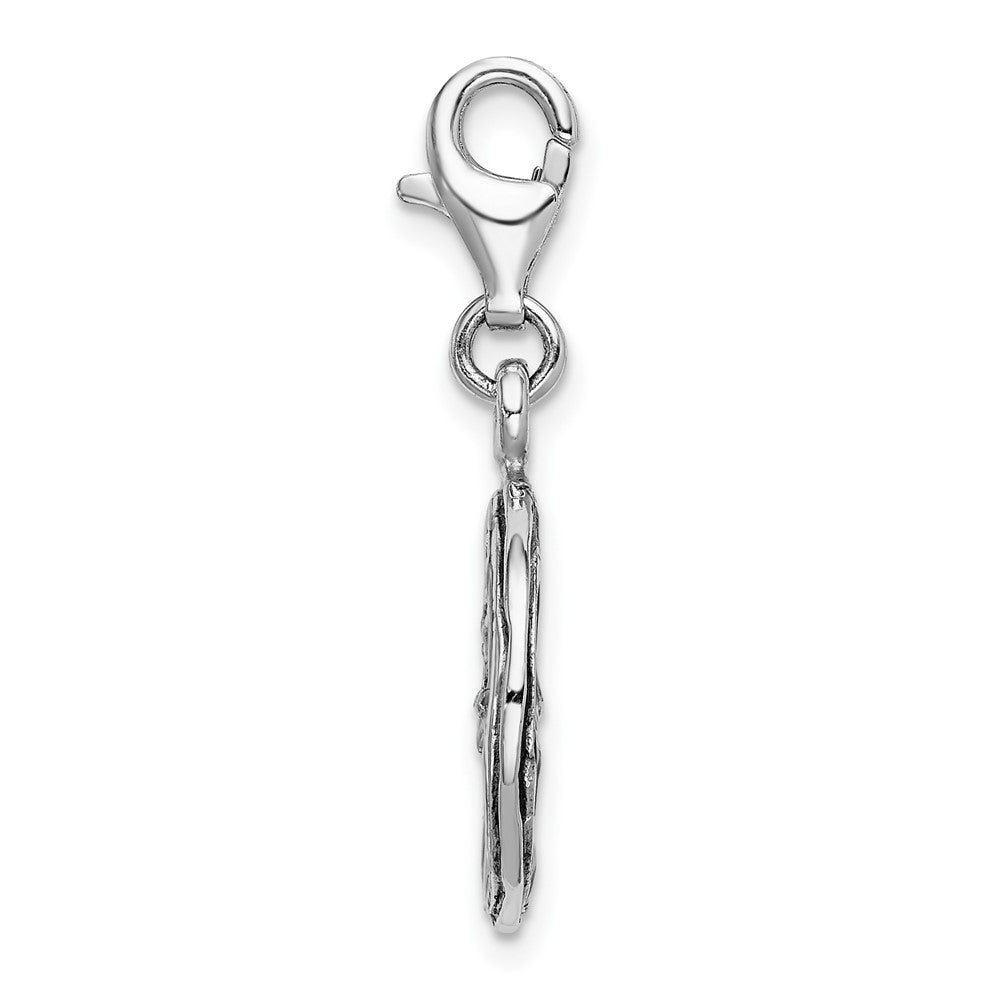 Amore La Vita Sterling Silver Rhodium-plated Polished 3-D Yellow Enameled Lemon Slice Charm with Fancy Lobster Clasp