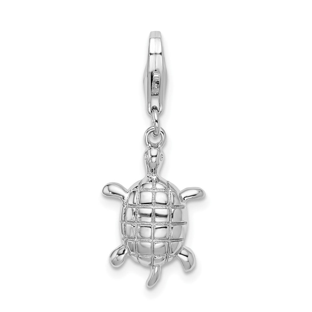 Amore La Vita Sterling Silver Rhodium-plated Polished Turtle Charm with Fancy Lobster Clasp