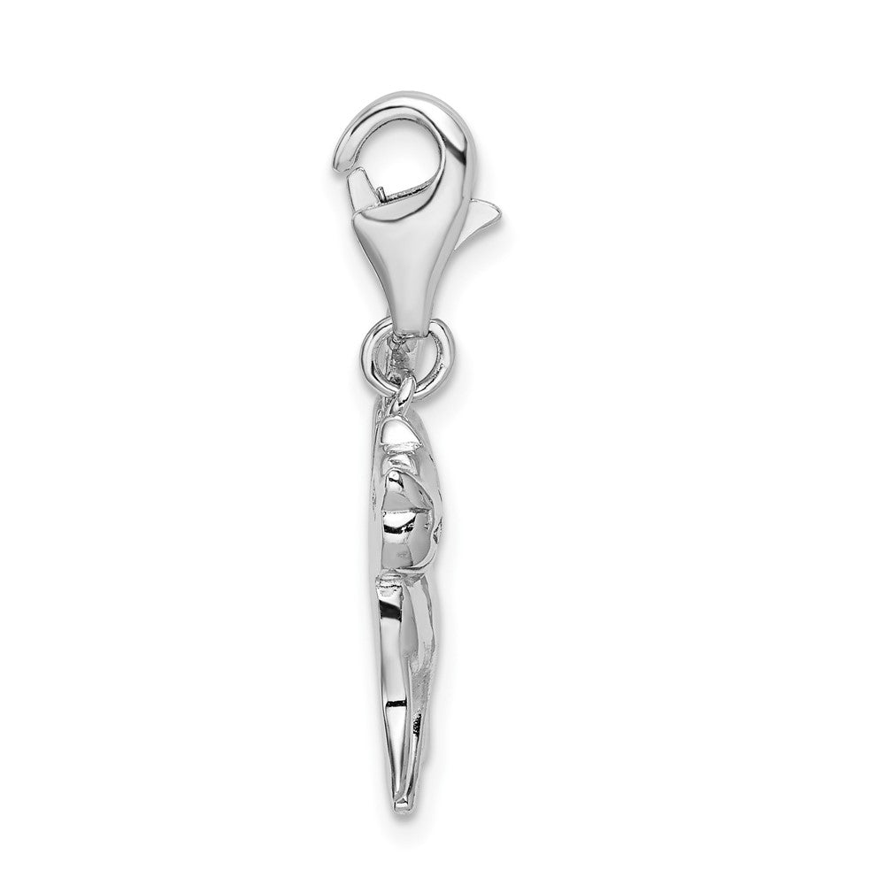 Amore La Vita Sterling Silver Rhodium-plated Polished Scary Cat Charm with Fancy Lobster Clasp