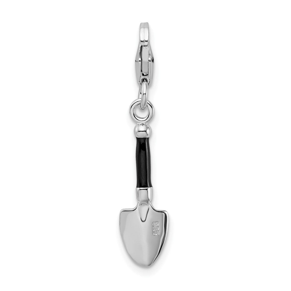 Amore La Vita Sterling Silver Rhodium-plated Polished 3-D Enameled Garden Trowel Charm with Fancy Lobster Clasp