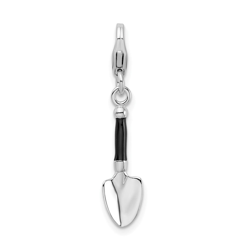 Amore La Vita Sterling Silver Rhodium-plated Polished 3-D Enameled Garden Trowel Charm with Fancy Lobster Clasp