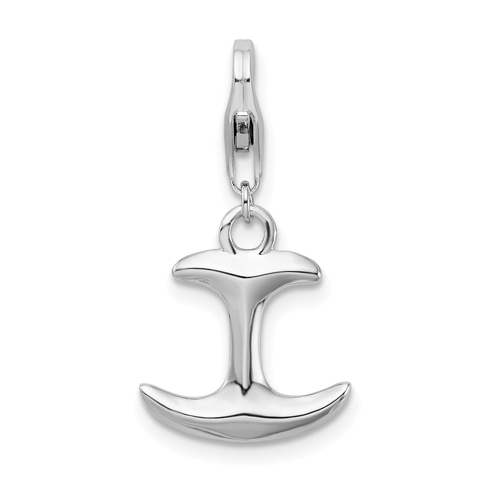 Amore La Vita Sterling Silver Rhodium-plated Polished 3-D Anchor Charm with Fancy Lobster Clasp