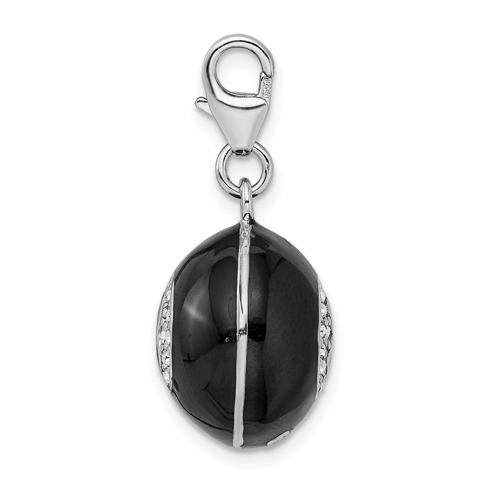 Amore La Vita Sterling Silver Rhodium-plated Polished 3-D Crystal Magic 8 Ball Charm with Fancy Lobster Clasp