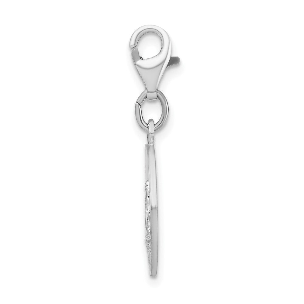 Amore La Vita Sterling Silver Rhodium-plated Polished Miraculous Medal Charm with Fancy Lobster Clasp