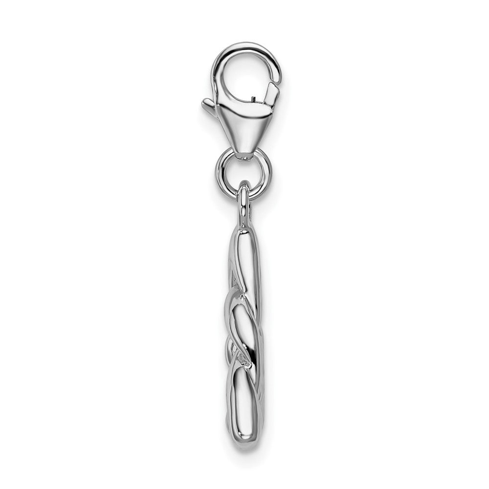 Amore La Vita Sterling Silver Rhodium-plated Polished 3-D Trinity Knot Charm with Fancy Lobster Clasp