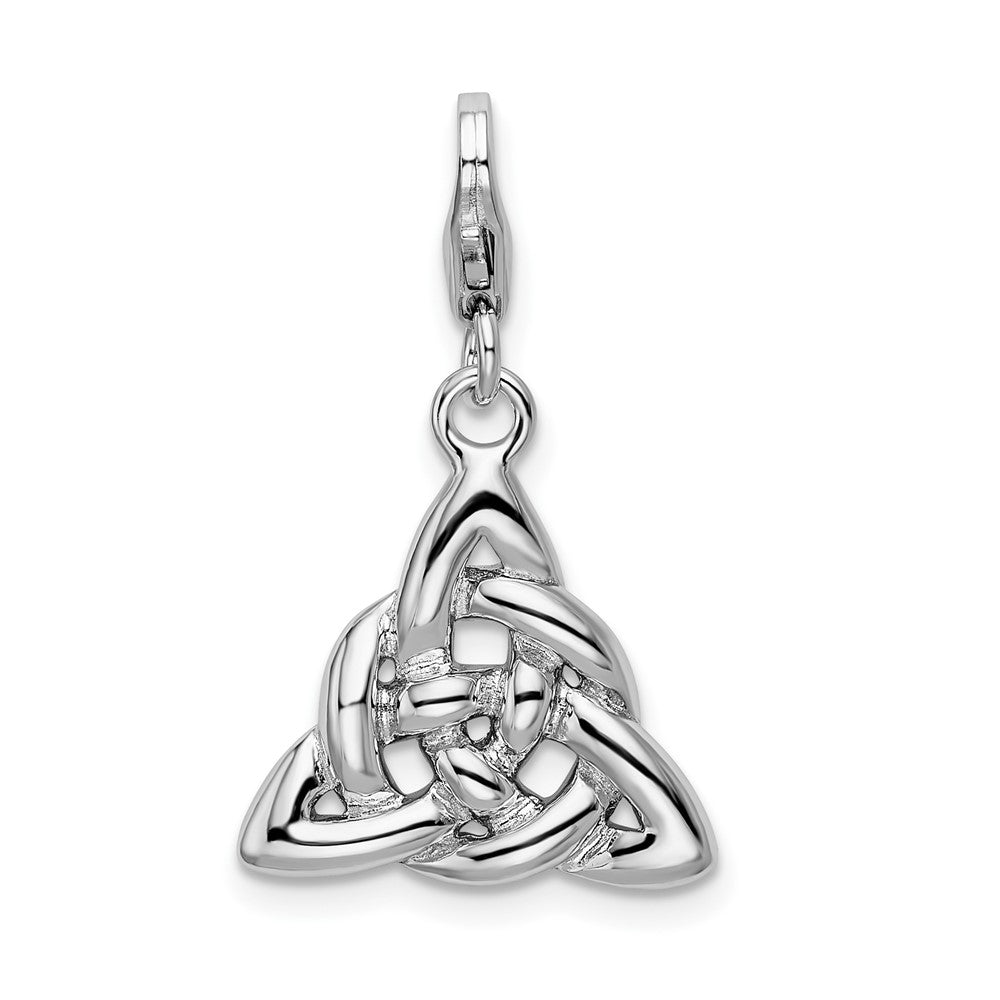 Amore La Vita Sterling Silver Rhodium-plated Polished 3-D Trinity Knot Charm with Fancy Lobster Clasp