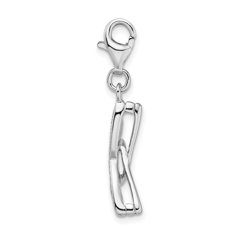 Amore La Vita Sterling Silver Rhodium-plated Polished3-D Enameled Sunglass Charm with Fancy Lobster Clasp