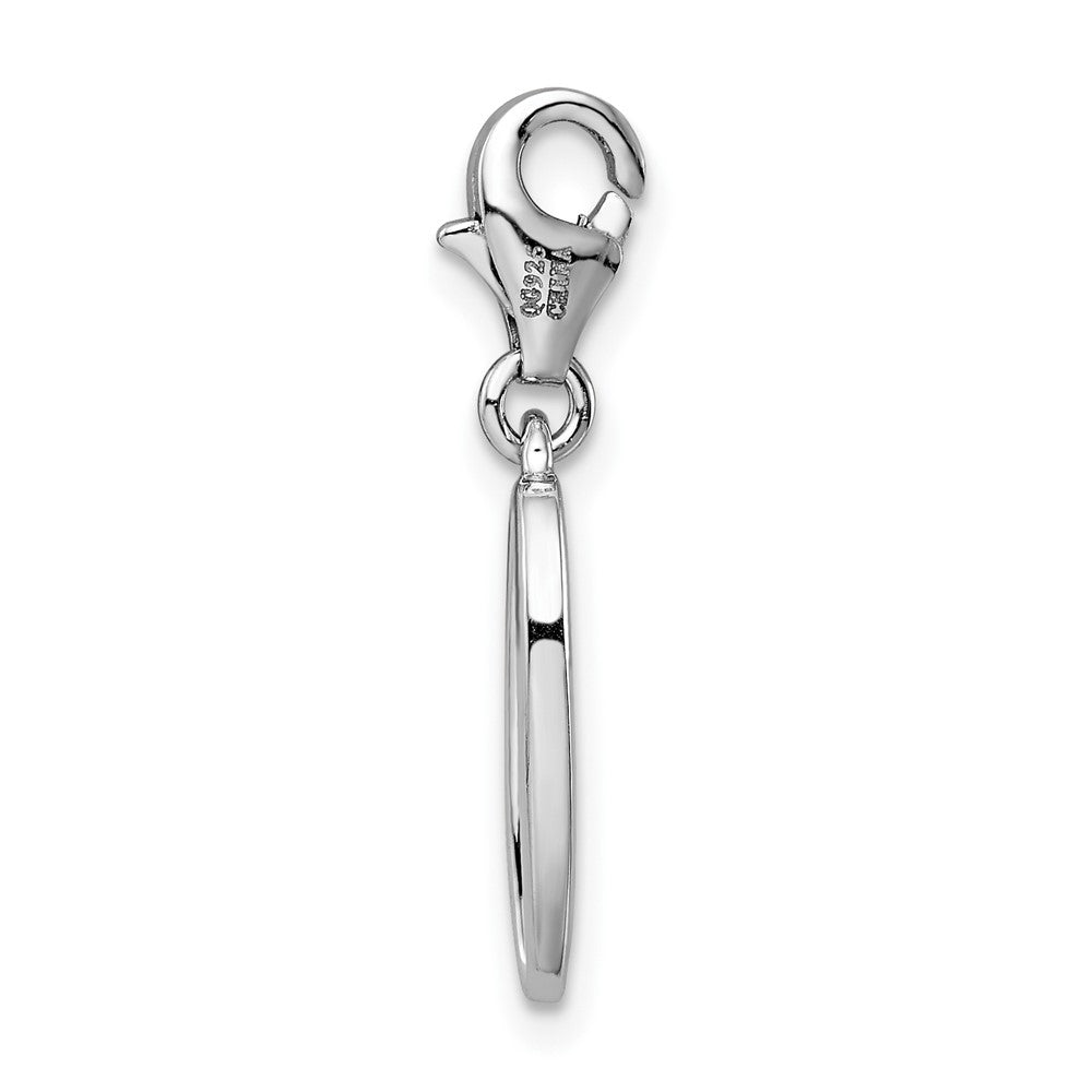 Amore La Vita Sterling Silver Rhodium-plated Polished Number 0 Charm with Fancy Lobster Clasp