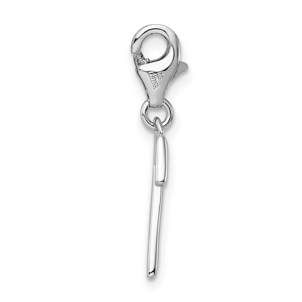 Amore La Vita Sterling Silver Rhodium-plated Polished Number 7 Charm with Fancy Lobster Clasp