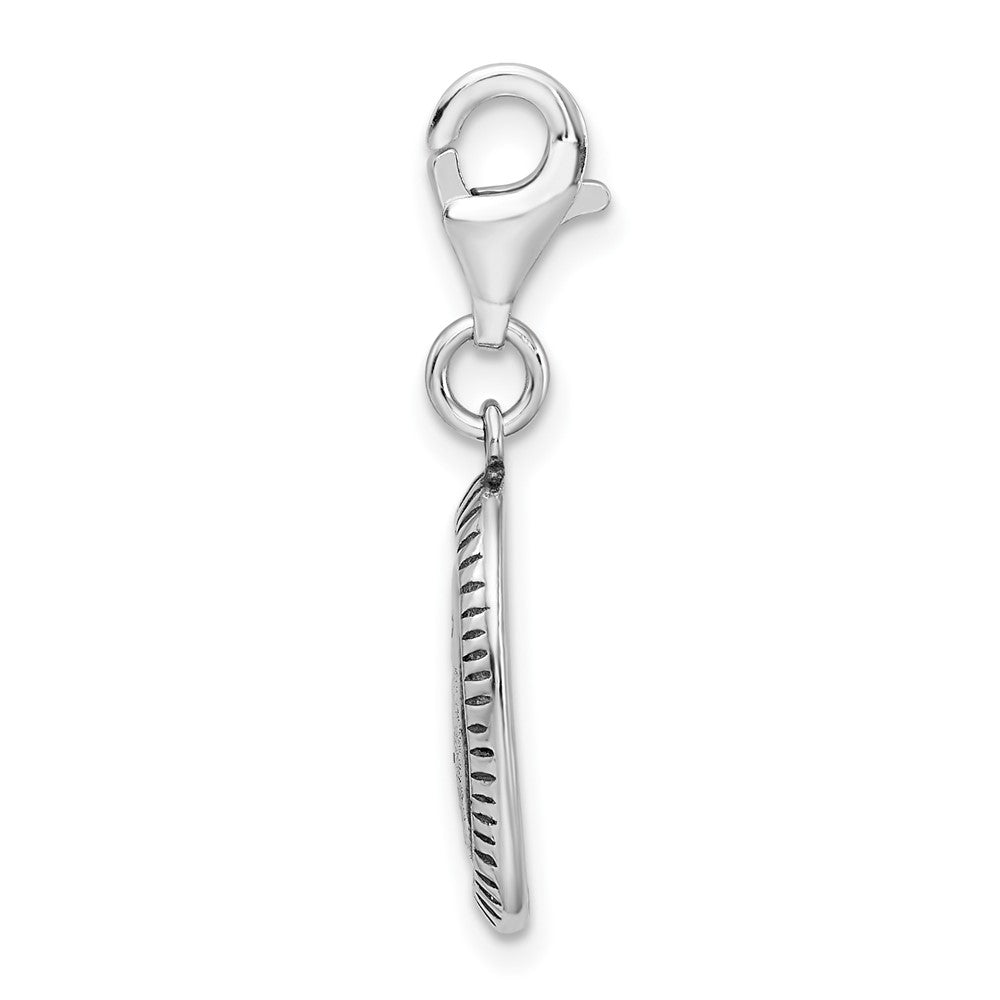 Amore La Vita Sterling Silver Rhodium-plated Polished Antiqued MOM Charm with Fancy Lobster Clasp