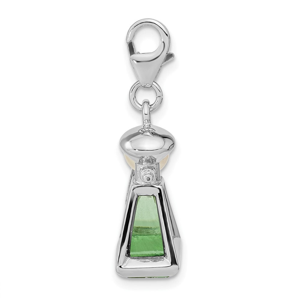 Amore La Vita Sterling Silver Rhodium-plated Polished 3-D Perfume Freshwater Cultured Pearl Perfume Bottle Charm with Fancy Lobster Clasp