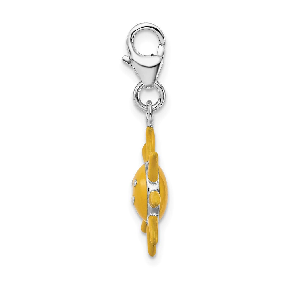 Amore La Vita Sterling Silver Rhodium-plated Polished 3-D Enameled Sunshine Charm with Fancy Lobster Clasp