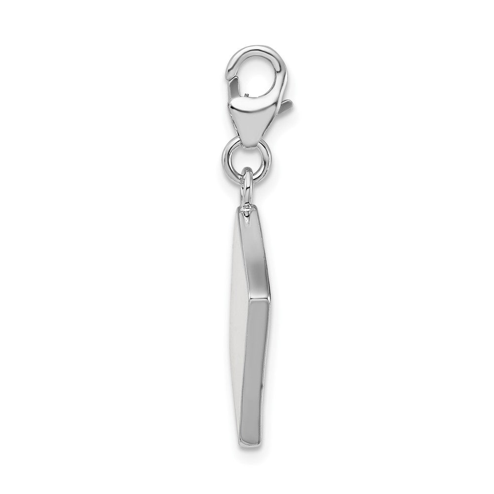 Amore La Vita Sterling Silver Rhodium-plated Polished 3-D Enameled Swarovski Crystal Ace Charm with Fancy Lobster Clasp