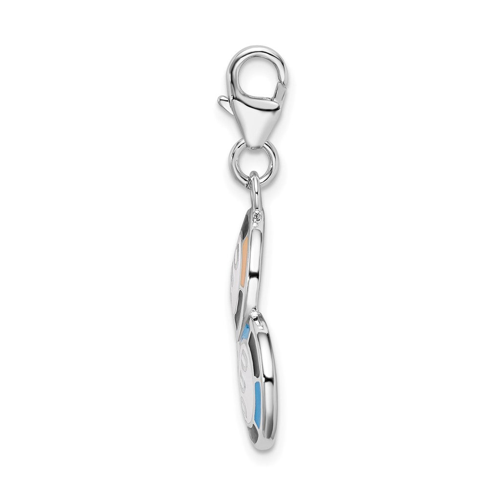 Amore La Vita Sterling Silver Rhodium-plated Polished Enameled Casino Chips Charm with Fancy Lobster Clasp