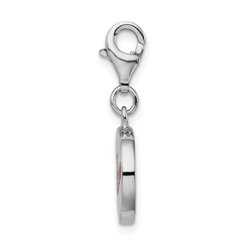 Amore La Vita Sterling Silver Rhodium-plated Polished Enameled LOVE Charm with Fancy Lobster Clasp