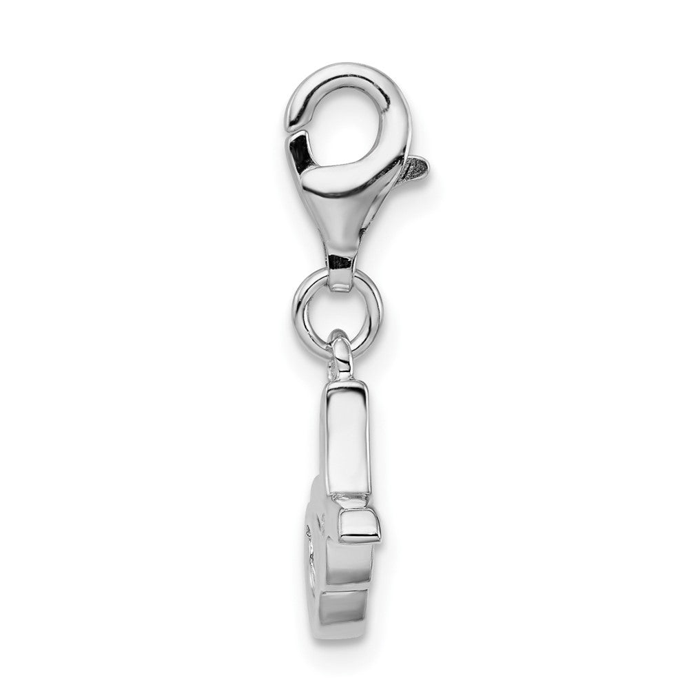 Amore La Vita Sterling Silver Rhodium-plated Polished XO Charm with Fancy Lobster Clasp