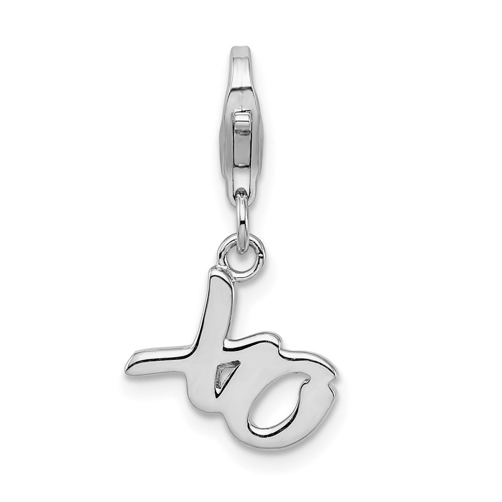 Amore La Vita Sterling Silver Rhodium-plated Polished XO Charm with Fancy Lobster Clasp