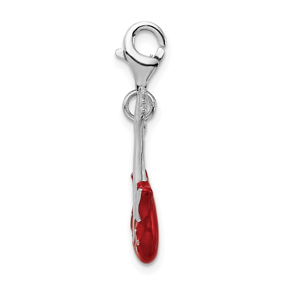 Sterling Silver Rhodium-plated 3-D Enameled Peace Guitar w/Lobster Clasp Ch